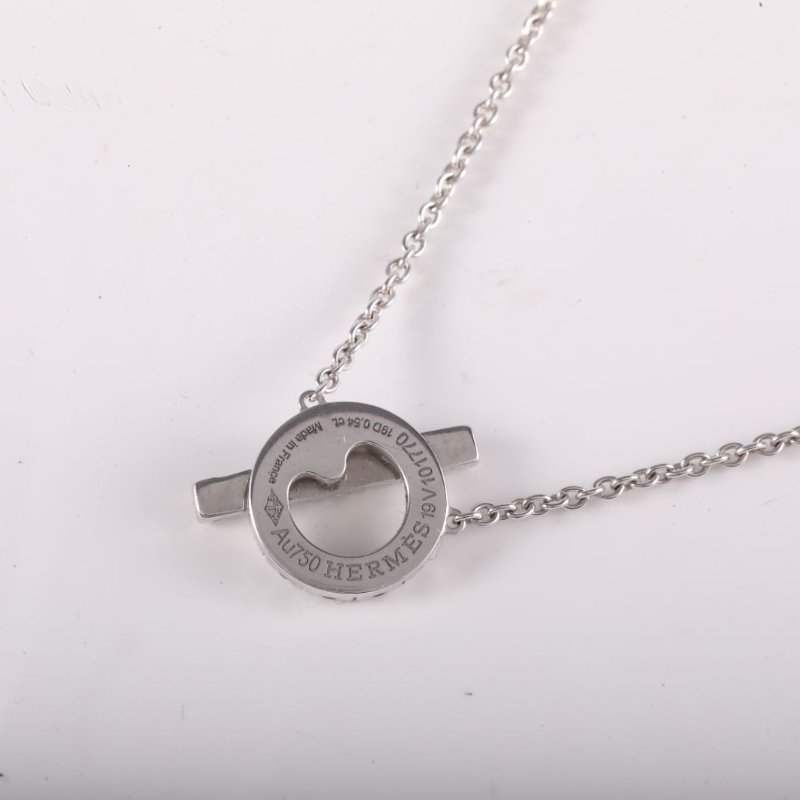 HERMES Finesse小Q滿鑽18k18K白金/鑽石項鏈白金項鍊-3