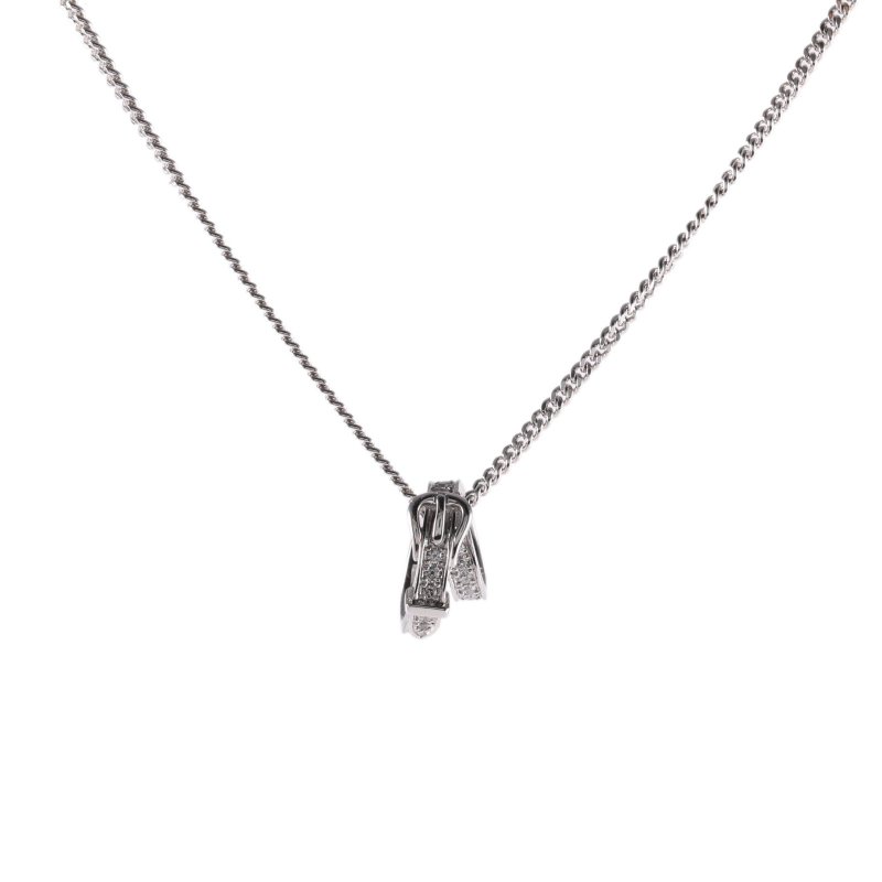 HERMES 18K白金鑽石白金全新愛馬仕Etriviere系列，滿鑽項鏈，專櫃10w，25年18K/項鍊-0