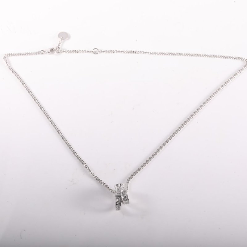 HERMES 18K白金鑽石白金全新愛馬仕Etriviere系列，滿鑽項鏈，專櫃10w，25年18K/項鍊-4