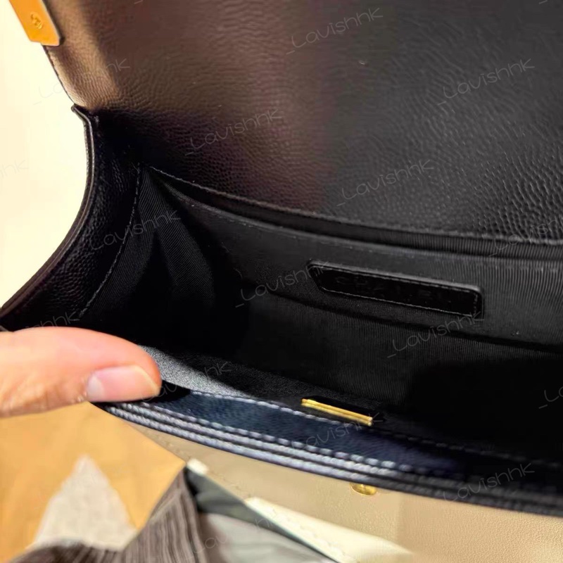 Chanel leboy黑金荔枝牛皮小號 鏈條單肩斜挎包-6