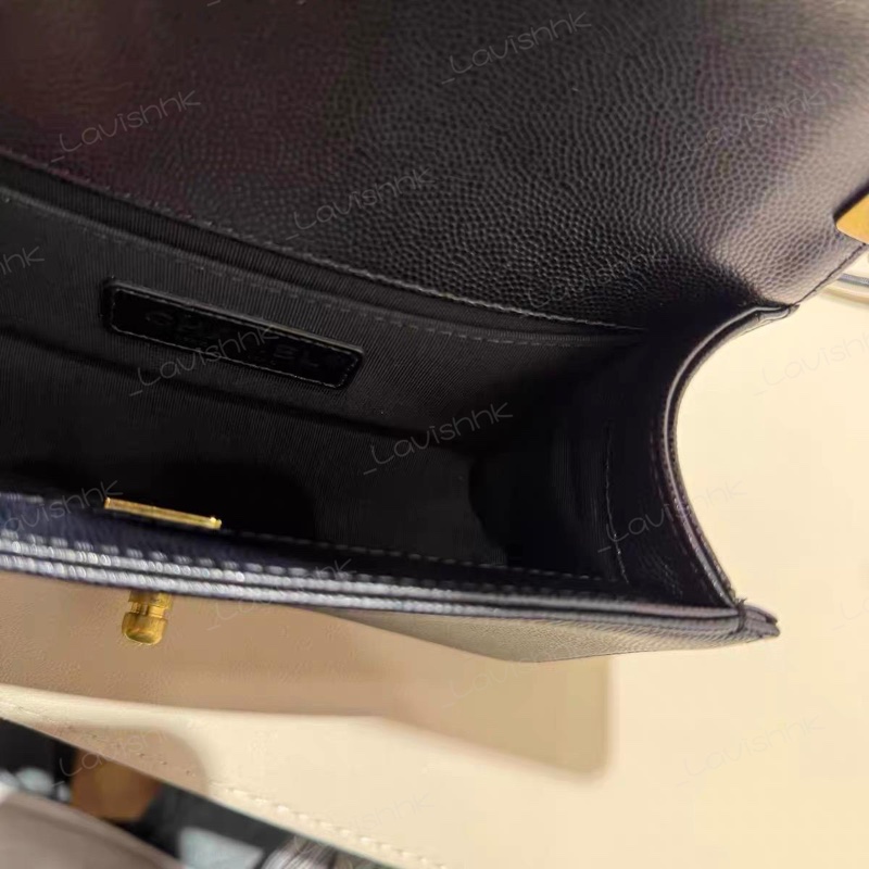 Chanel leboy黑金荔枝牛皮小號 鏈條單肩斜挎包-7