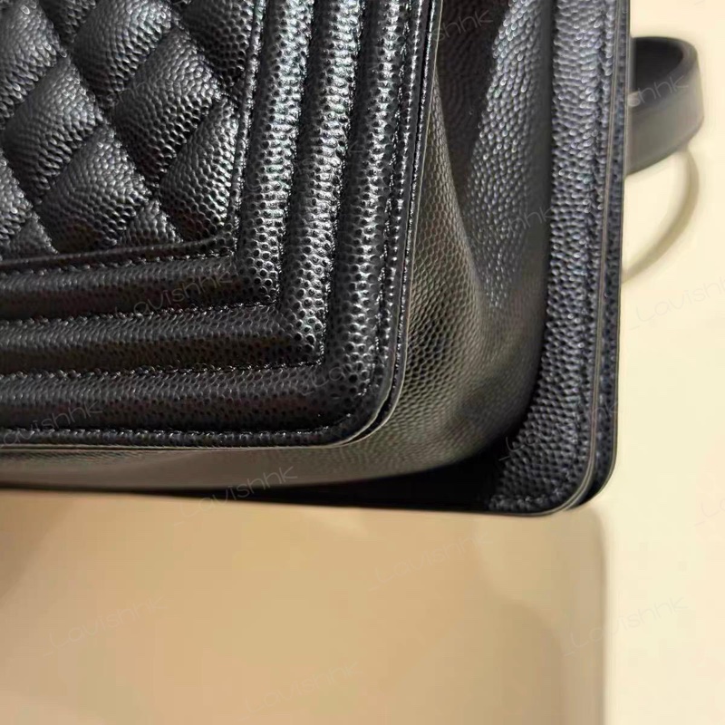 Chanel leboy黑金荔枝牛皮小號 鏈條單肩斜挎包-9