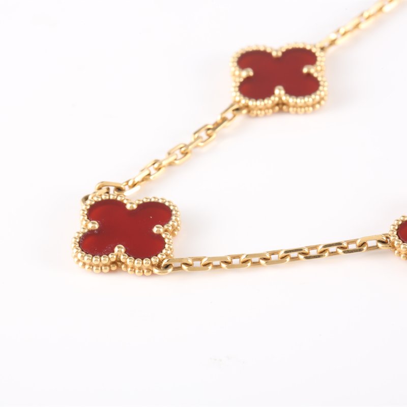 Van Cleef & Arpels 18K黃金紅玉髓黃金中號十花項鏈18K/項鍊-1