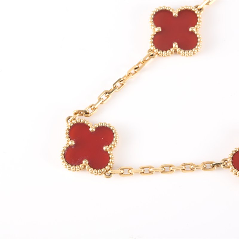 Van Cleef & Arpels 18K黃金紅玉髓黃金中號十花項鏈18K/項鍊-2