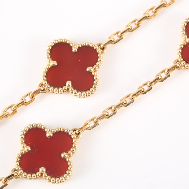 Van Cleef & Arpels 18K黃金紅玉髓黃金中號十花項鏈18K/項鍊-3