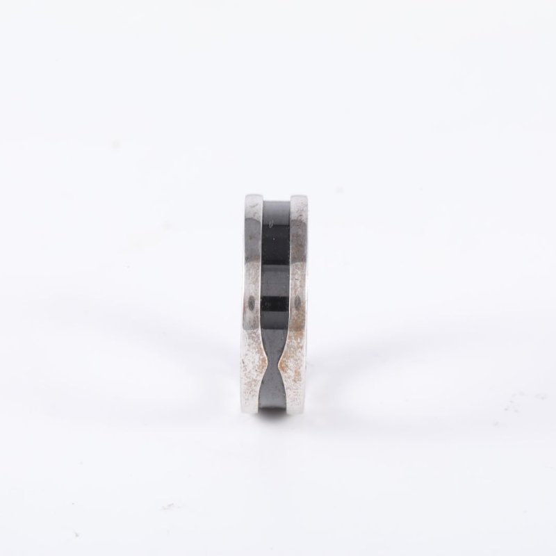 BVLGARI B.ZERO1彈簧戒指單圈慈善款AG925銀/黑陶瓷55戒指-1