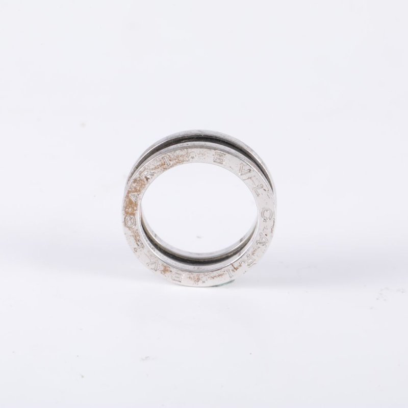 BVLGARI B.ZERO1彈簧戒指單圈慈善款AG925銀/黑陶瓷55戒指-2