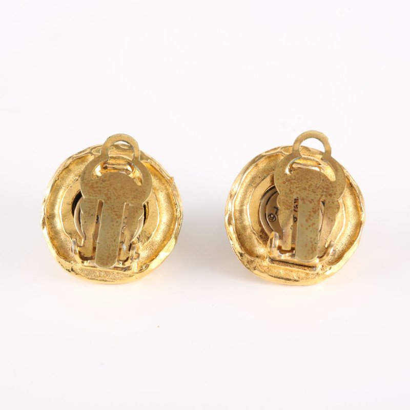 CHANEL 合金中古綠琉璃耳夾耳環-3