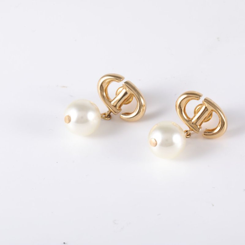 DIOR 合金經典CDNavy珍珠吊墜耳釘耳環-1