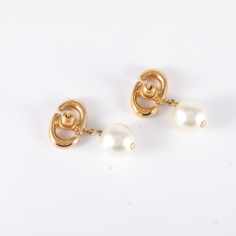DIOR 合金經典CDNavy珍珠吊墜耳釘耳環-4
