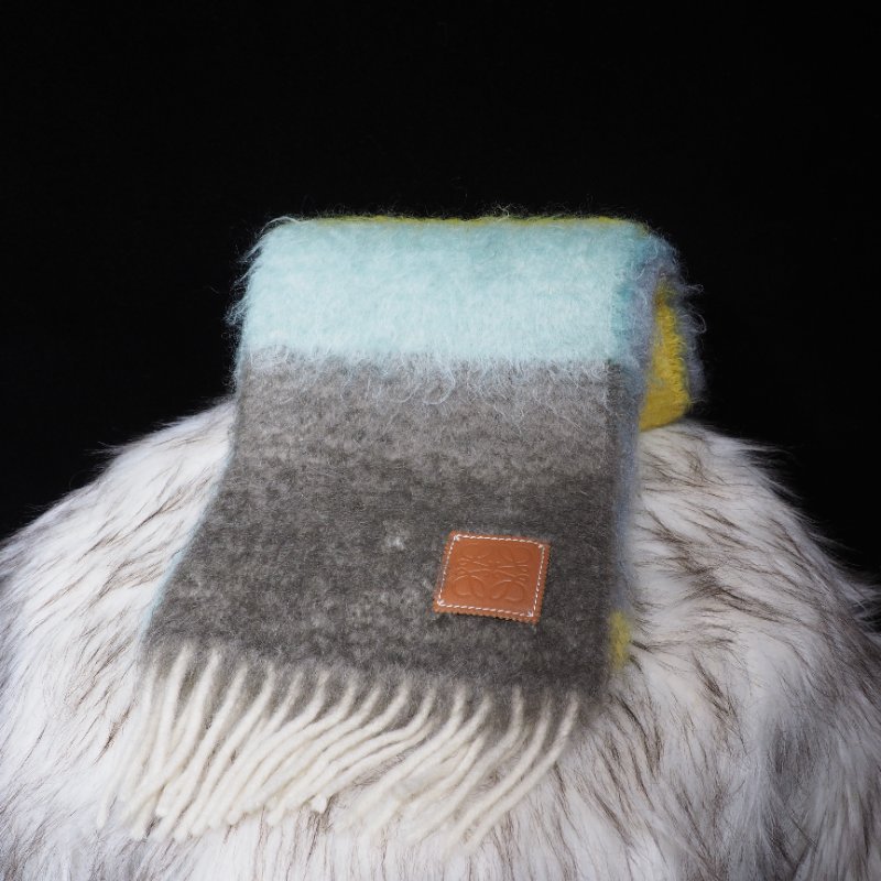 LOEWE 彩拼色圍巾-0