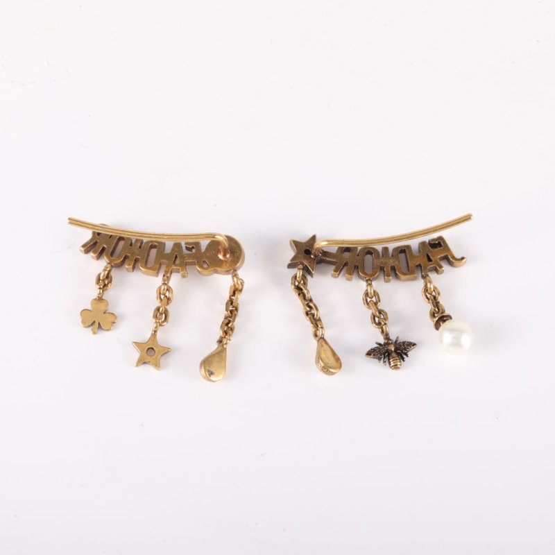 DIOR 合金JADIOR不對稱耳釘耳環-3