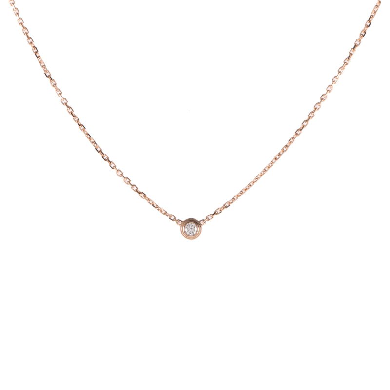 Cartier CARTIERD'AMOUR18K金單鑽4分超小號款項鏈18K玫瑰金/鑽石項鏈玫瑰金18K項鍊-0