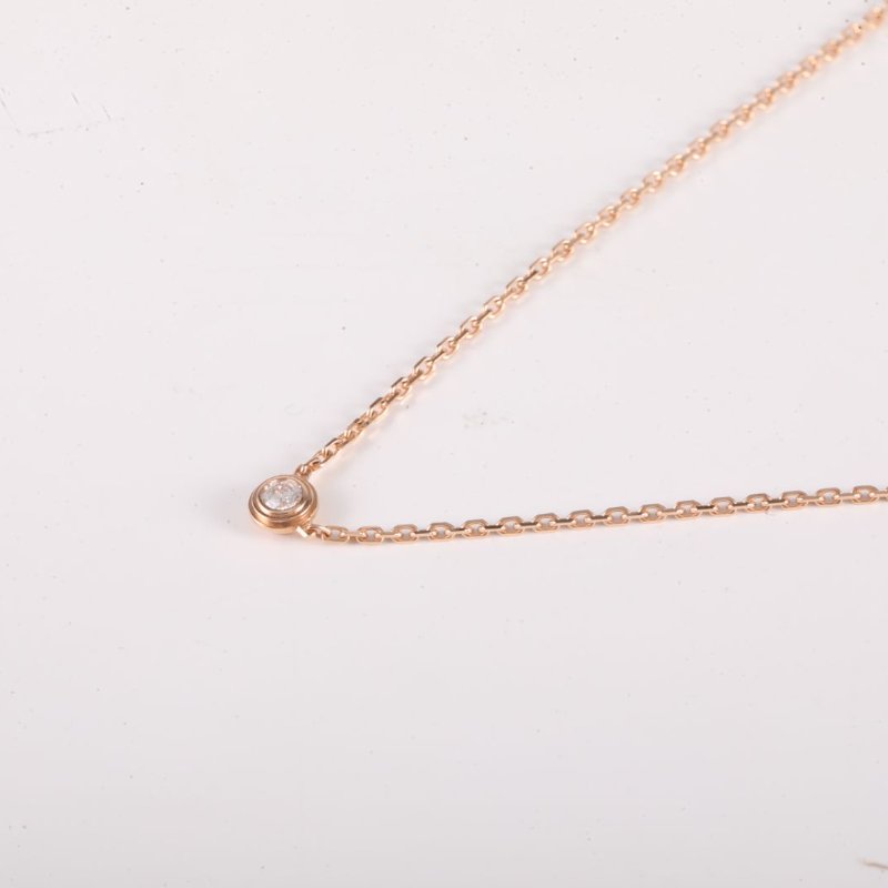 Cartier CARTIERD'AMOUR18K金單鑽4分超小號款項鏈18K玫瑰金/鑽石項鏈玫瑰金18K項鍊-1