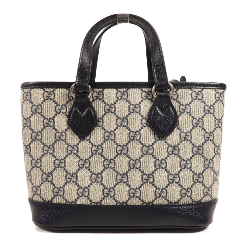 GUCCI 塗層帆布Shoulder Bag銀扣手挽肩背兩用袋-1