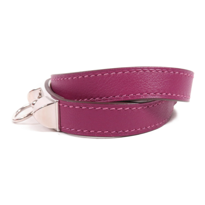 HERMES Swift皮革Rivale Double Tour Bracelet銀扣手帶Tosca-1