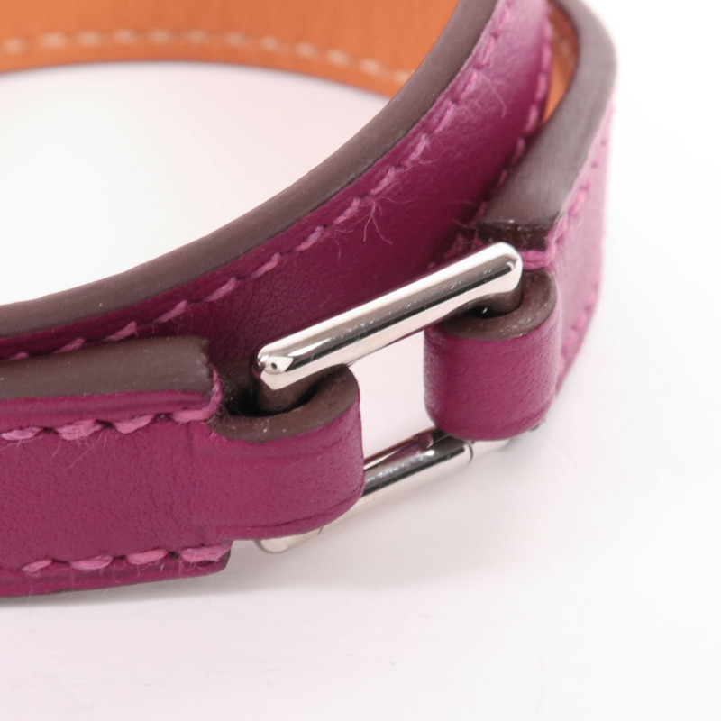HERMES Swift皮革Rivale Double Tour Bracelet銀扣手帶Tosca-5