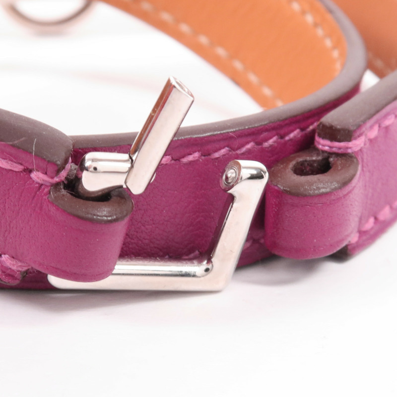 HERMES Swift皮革Rivale Double Tour Bracelet銀扣手帶Tosca-6