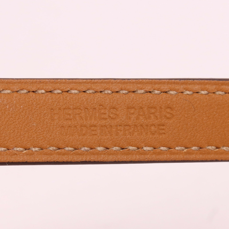 HERMES Swift皮革Rivale Double Tour Bracelet銀扣手帶Tosca-7