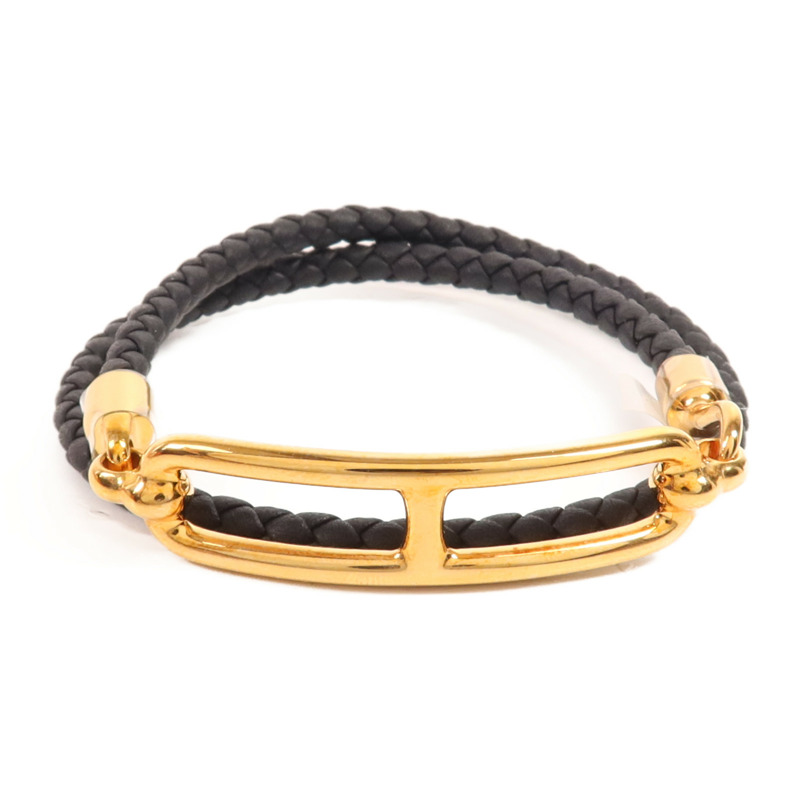 HERMES Swift皮革Roulis Double Tour金扣手鏈-0