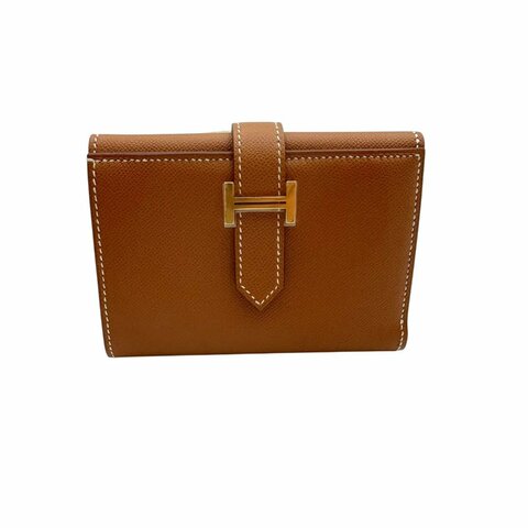 【美收精品HERMES】 棕色w刻印短夾 B-953【隔月月中將轉賣至日本 上架期限30天】