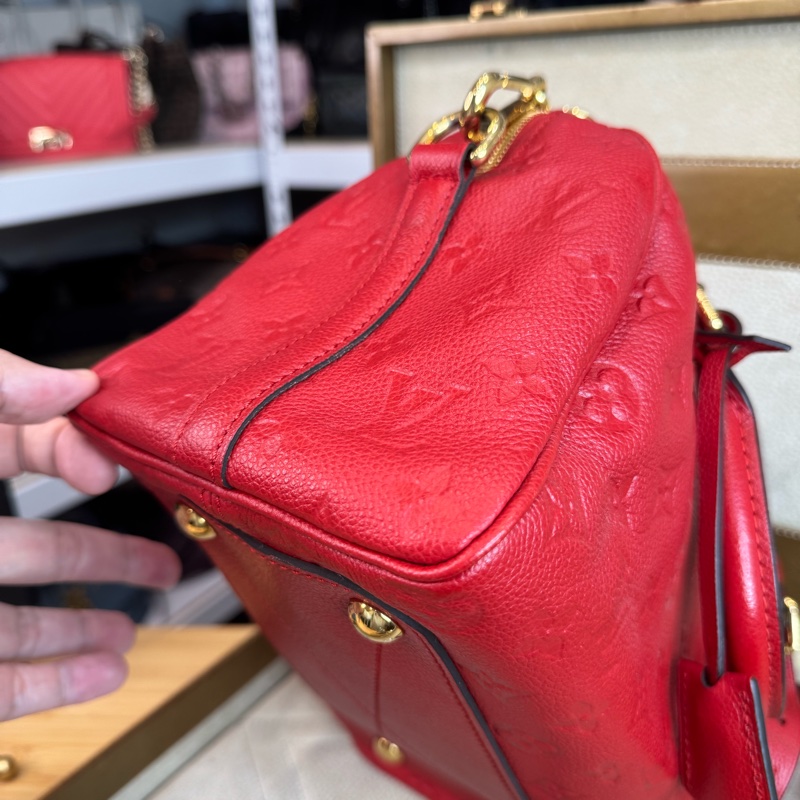 Louis Vuitton 紅色壓紋老花 Speedy 25 / 背帶款🌹絕對好貨-12