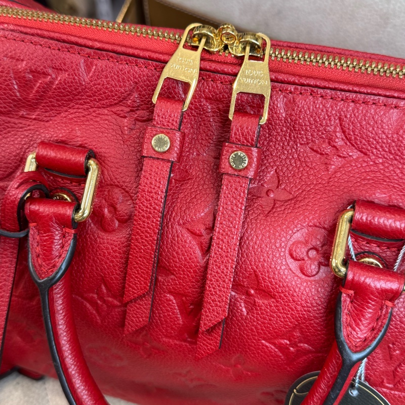 Louis Vuitton 紅色壓紋老花 Speedy 25 / 背帶款🌹絕對好貨-21