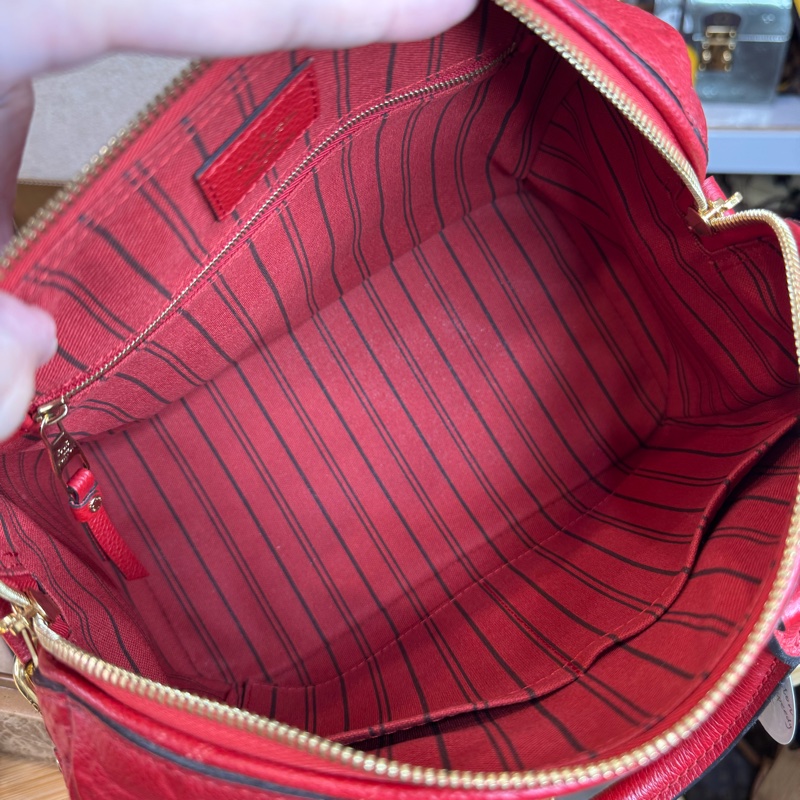 Louis Vuitton 紅色壓紋老花 Speedy 25 / 背帶款🌹絕對好貨-23