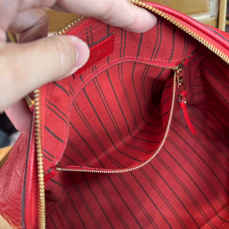 Louis Vuitton 紅色壓紋老花 Speedy 25 / 背帶款🌹絕對好貨-25