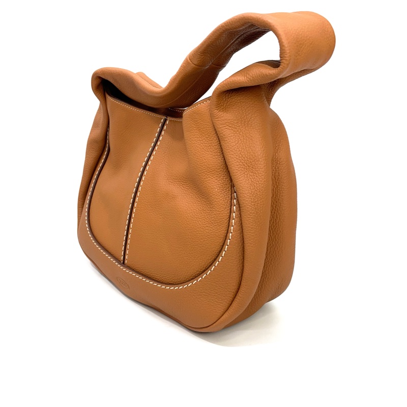 近全新 Tods 焦糖荔枝牛皮Shirt手提肩背Hobo包-3