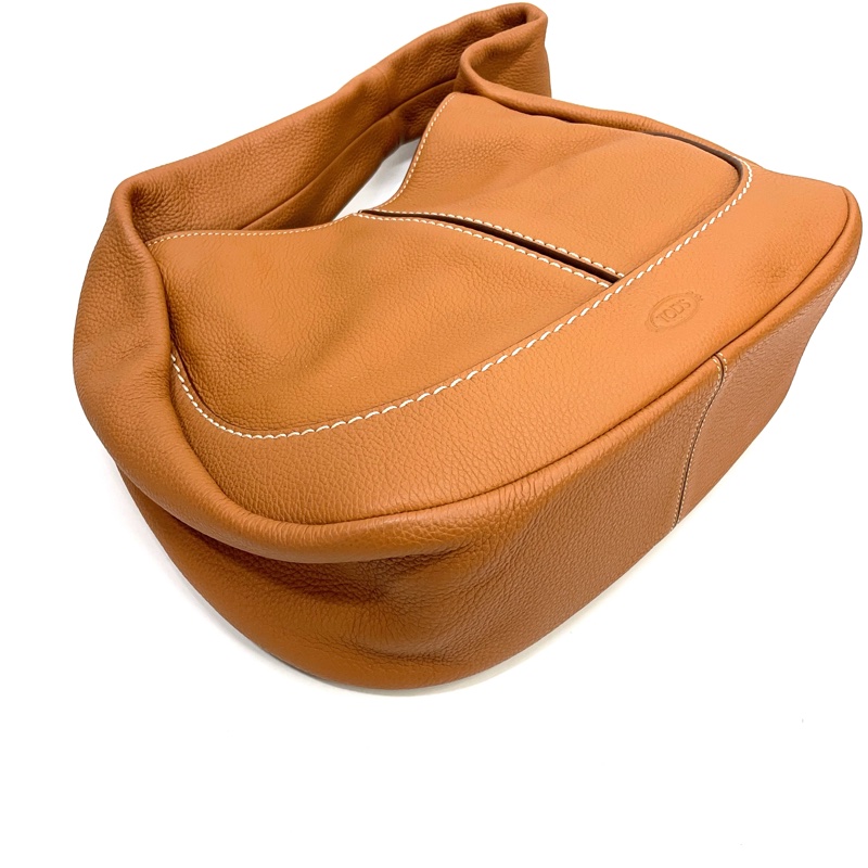 近全新 Tods 焦糖荔枝牛皮Shirt手提肩背Hobo包-5