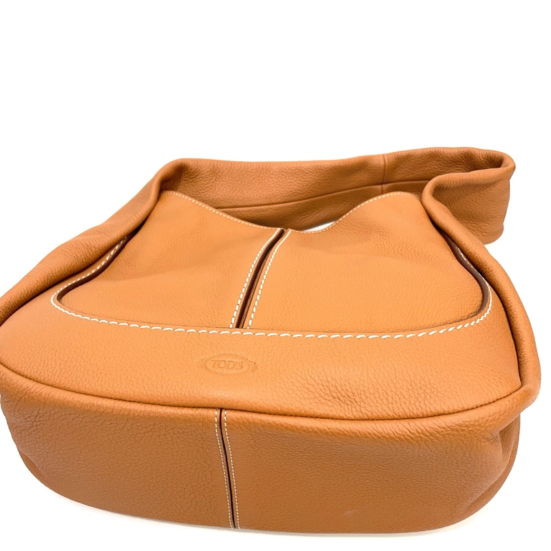 近全新 Tods 焦糖荔枝牛皮Shirt手提肩背Hobo包-7