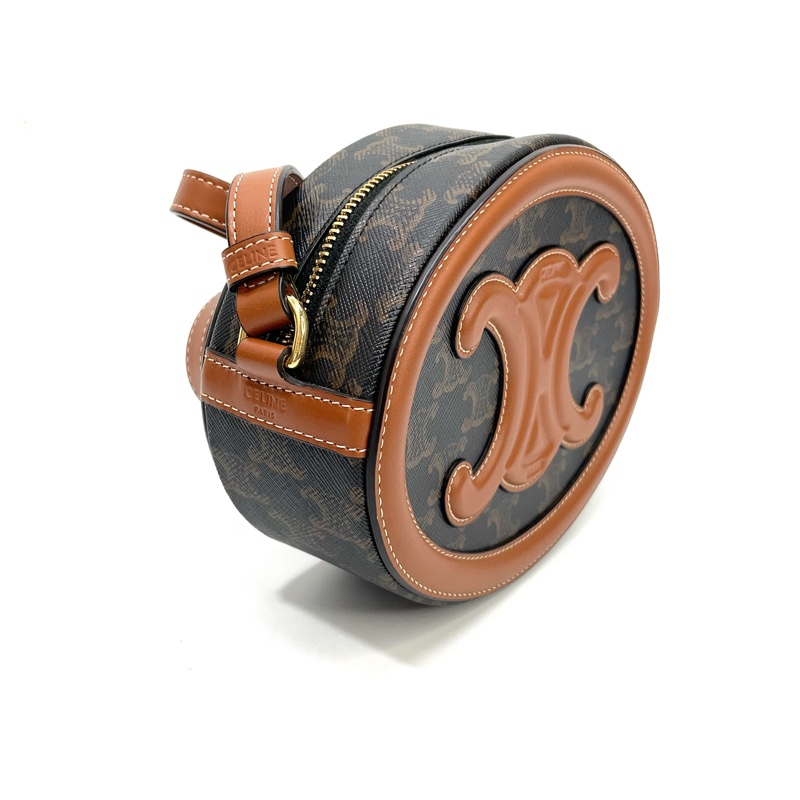 Celine 老花凱旋門金釦月餅斜背包-2