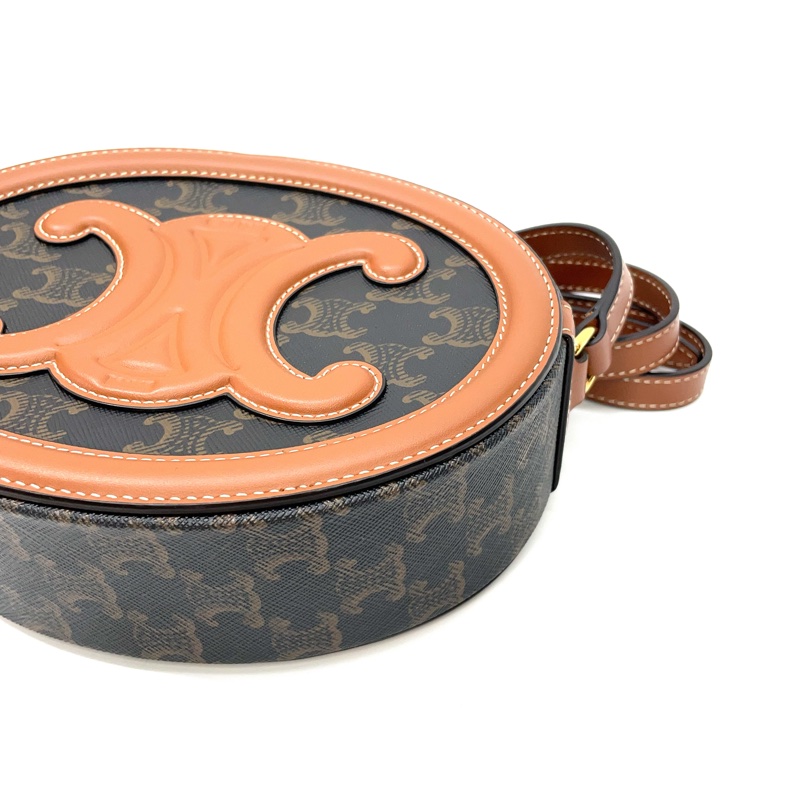 Celine 老花凱旋門金釦月餅斜背包-6