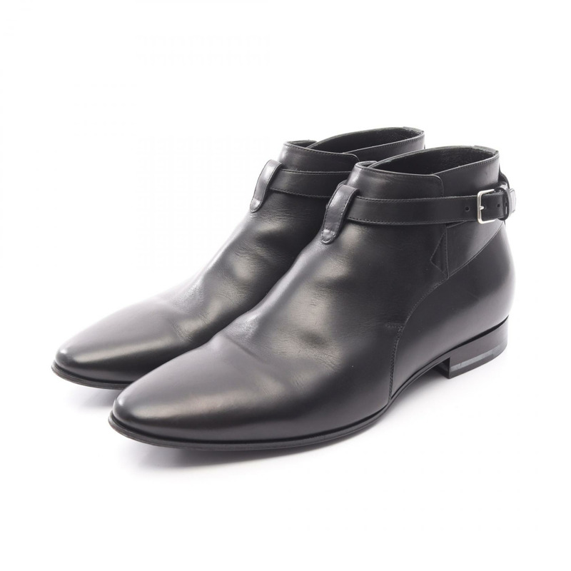 SAINT LAURENT PARIS Jopper 短靴 379762 黑色真皮 #40 二手男鞋-0