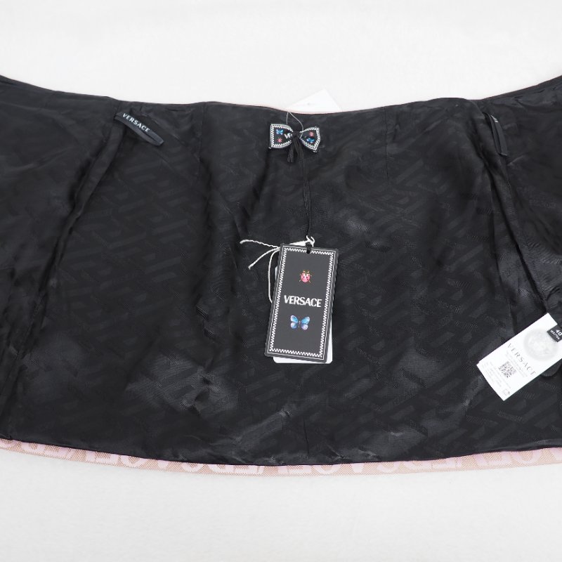 未使用 VERSACE Allover 粉紅色短裙-8