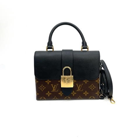 LV 原花拼黑牛皮LockyBB鎖頭手提斜背包 M44141