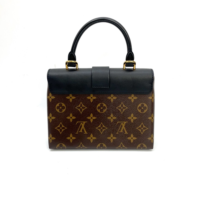 LV 原花拼黑牛皮LockyBB鎖頭手提斜背包 M44141-1