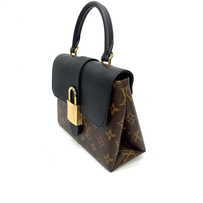 LV 原花拼黑牛皮LockyBB鎖頭手提斜背包 M44141-3