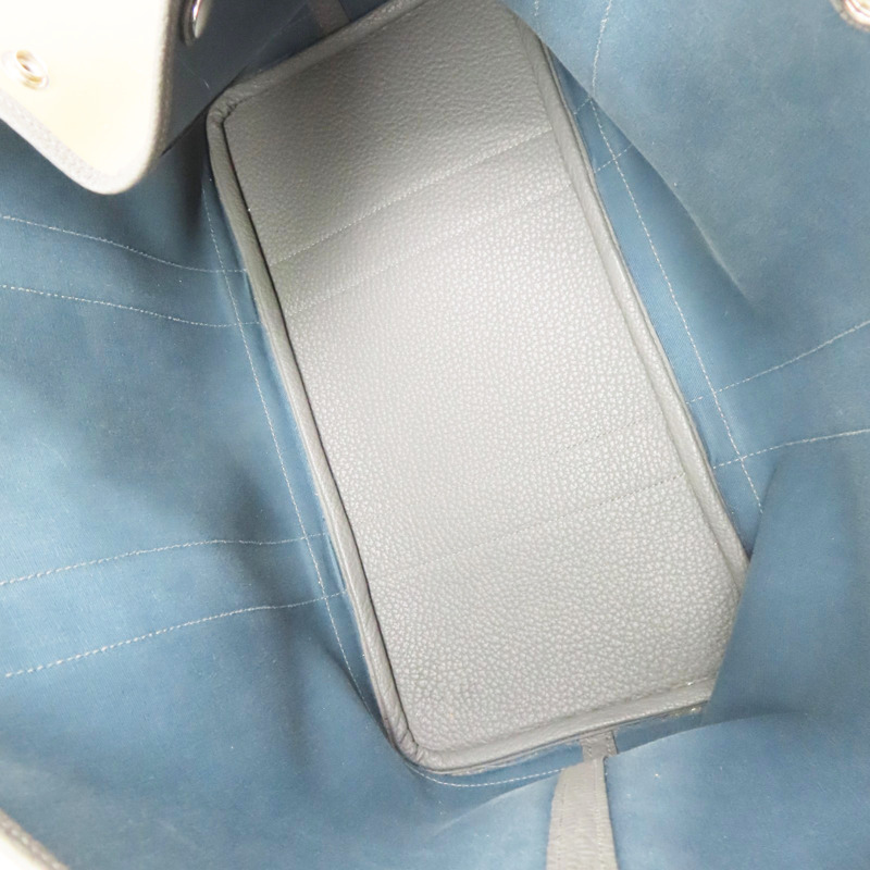 卡其色帆布/灰色牛皮 Garden Party 36 手提包 U刻【HERMES 愛馬仕】-4