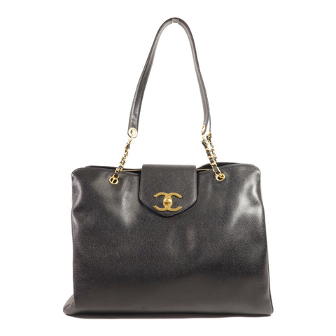 CHANEL 牛皮皮革Vintage Tote Bag金扣肩背袋