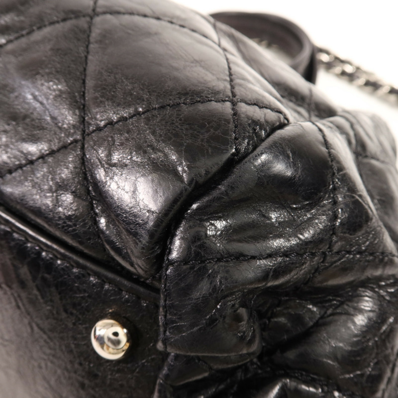 CHANEL 牛皮皮革Chain Shoulder銀扣手挽肩背兩用袋-5