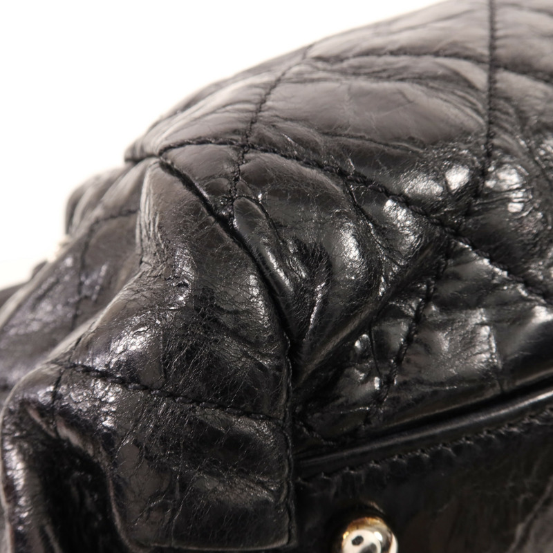 CHANEL 牛皮皮革Chain Shoulder銀扣手挽肩背兩用袋-6