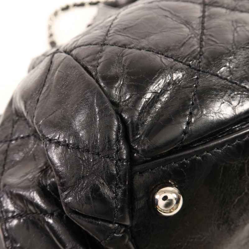 CHANEL 牛皮皮革Chain Shoulder銀扣手挽肩背兩用袋-8