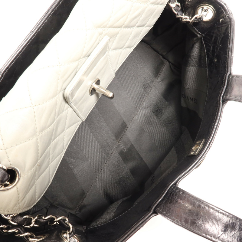 CHANEL 牛皮皮革Chain Shoulder銀扣手挽肩背兩用袋-9