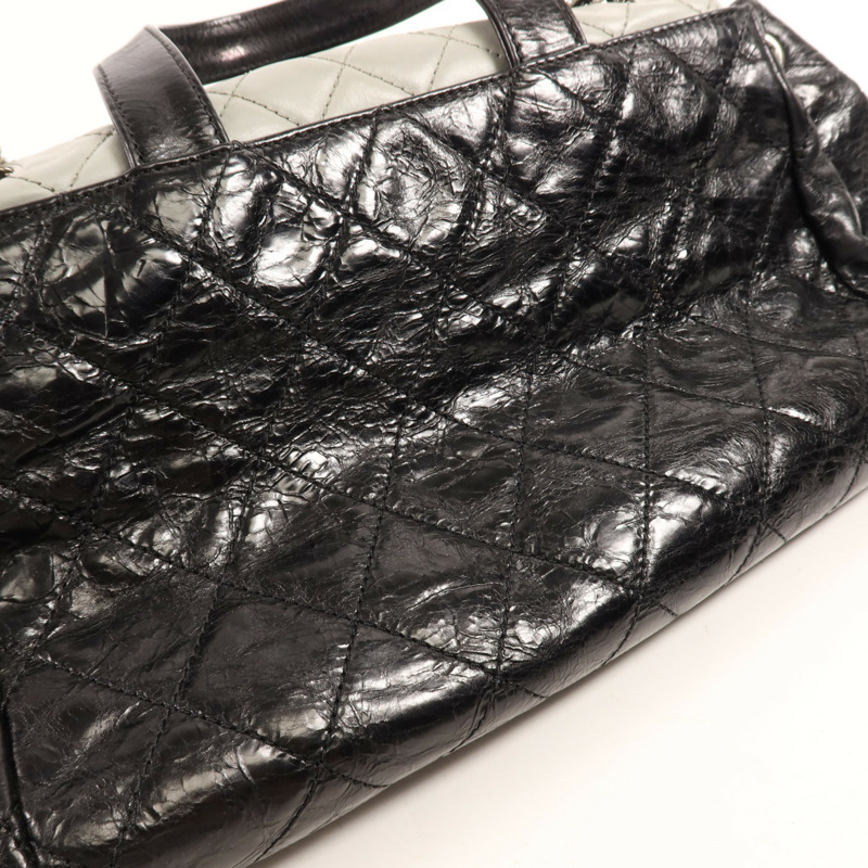 CHANEL 牛皮皮革Chain Shoulder銀扣手挽肩背兩用袋-16