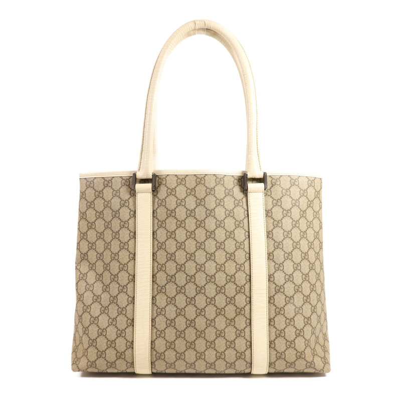 GUCCI 塗層帆布Tote Bag銀扣肩背袋-1