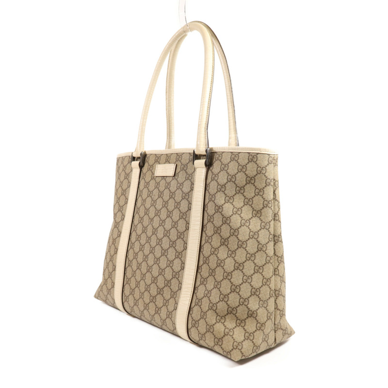 GUCCI 塗層帆布Tote Bag銀扣肩背袋-2