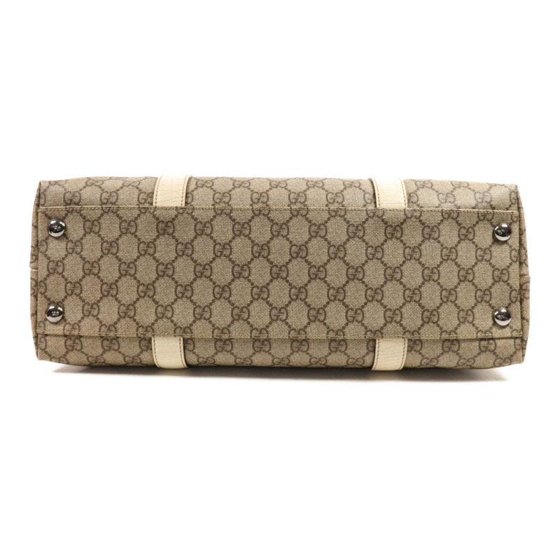 GUCCI 塗層帆布Tote Bag銀扣肩背袋-3