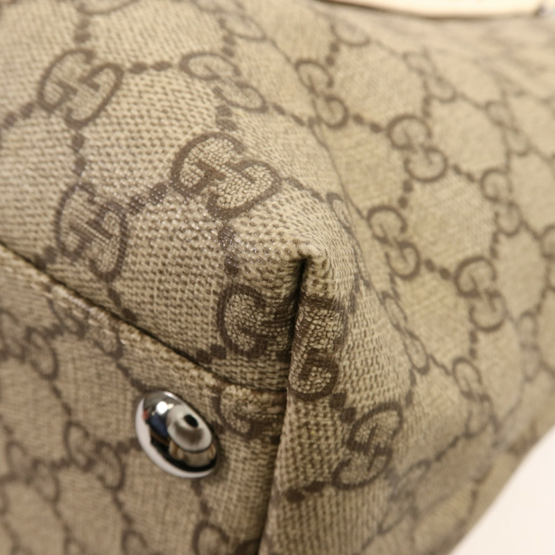 GUCCI 塗層帆布Tote Bag銀扣肩背袋-5